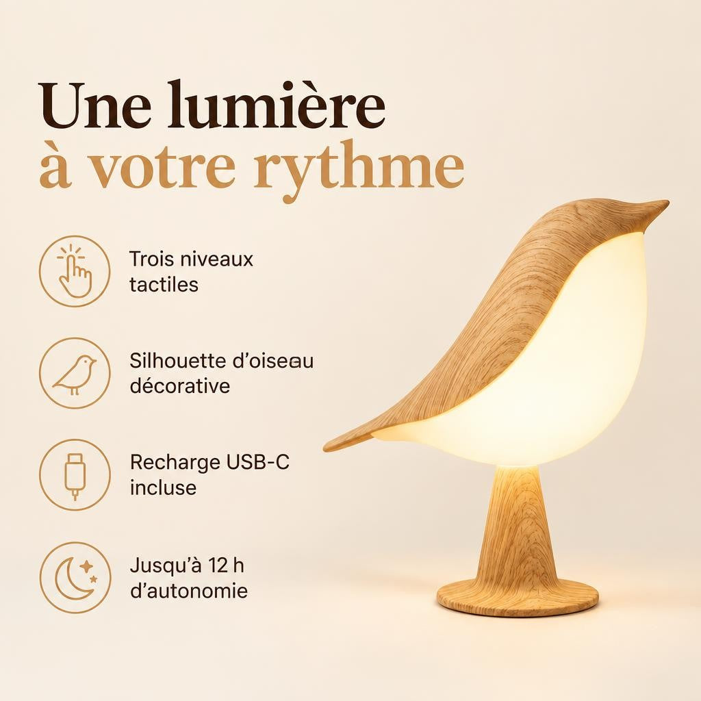 Lampe tactile BirdZen en forme d’oiseau